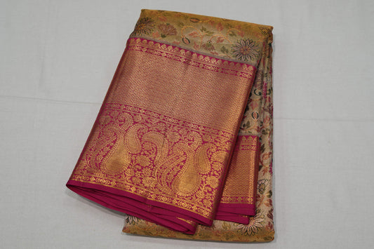 Golde color bridal kanchipuram silk saree