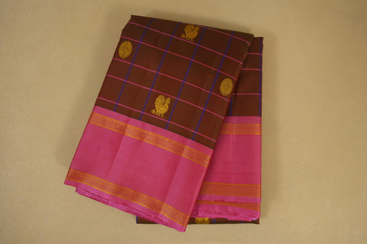 Manthulir with pink borders Vintage Kanjivaram Silk Saree 