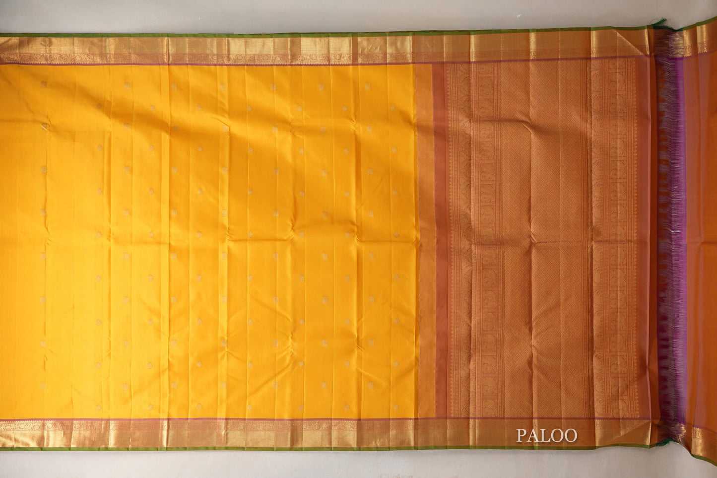 Mango Yellow Vintage Kanjivaram Silk Saree paloo