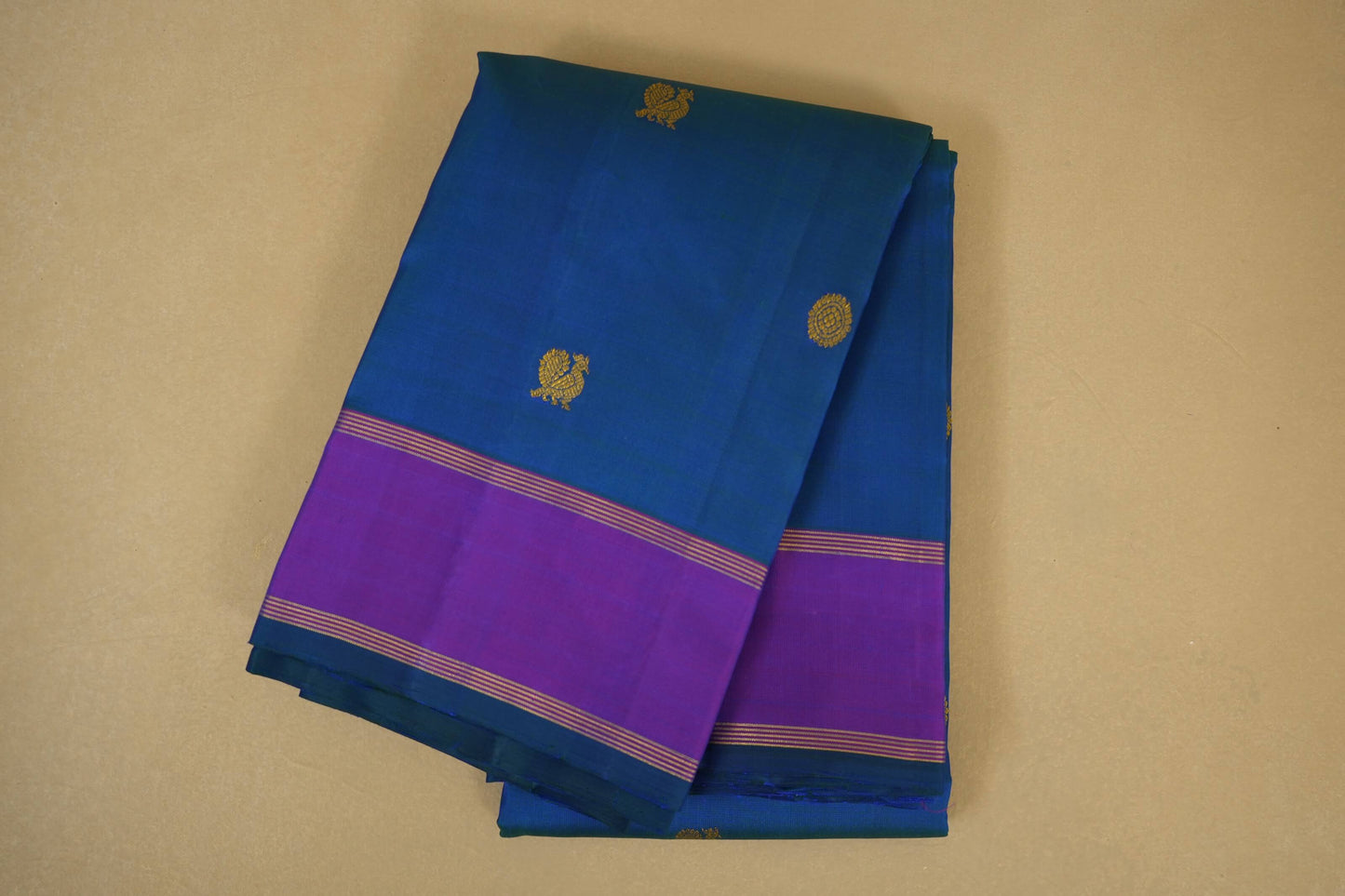 Peacock Green with magenta borders Vintage Kanjivaram Silk Saree PSSR018271