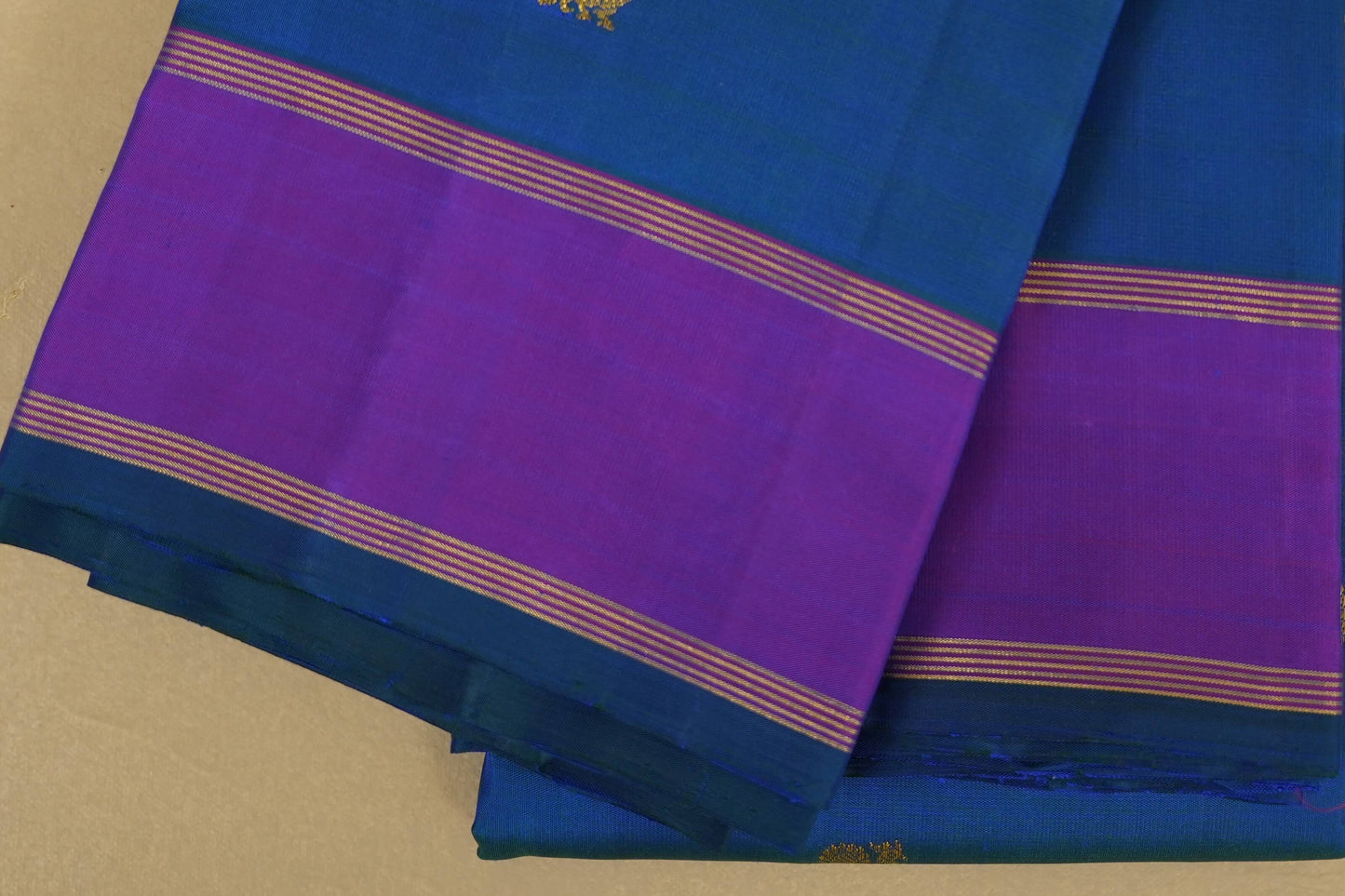 Peacock Green with magenta borders Vintage Kanjivaram Silk Saree PSSR018271