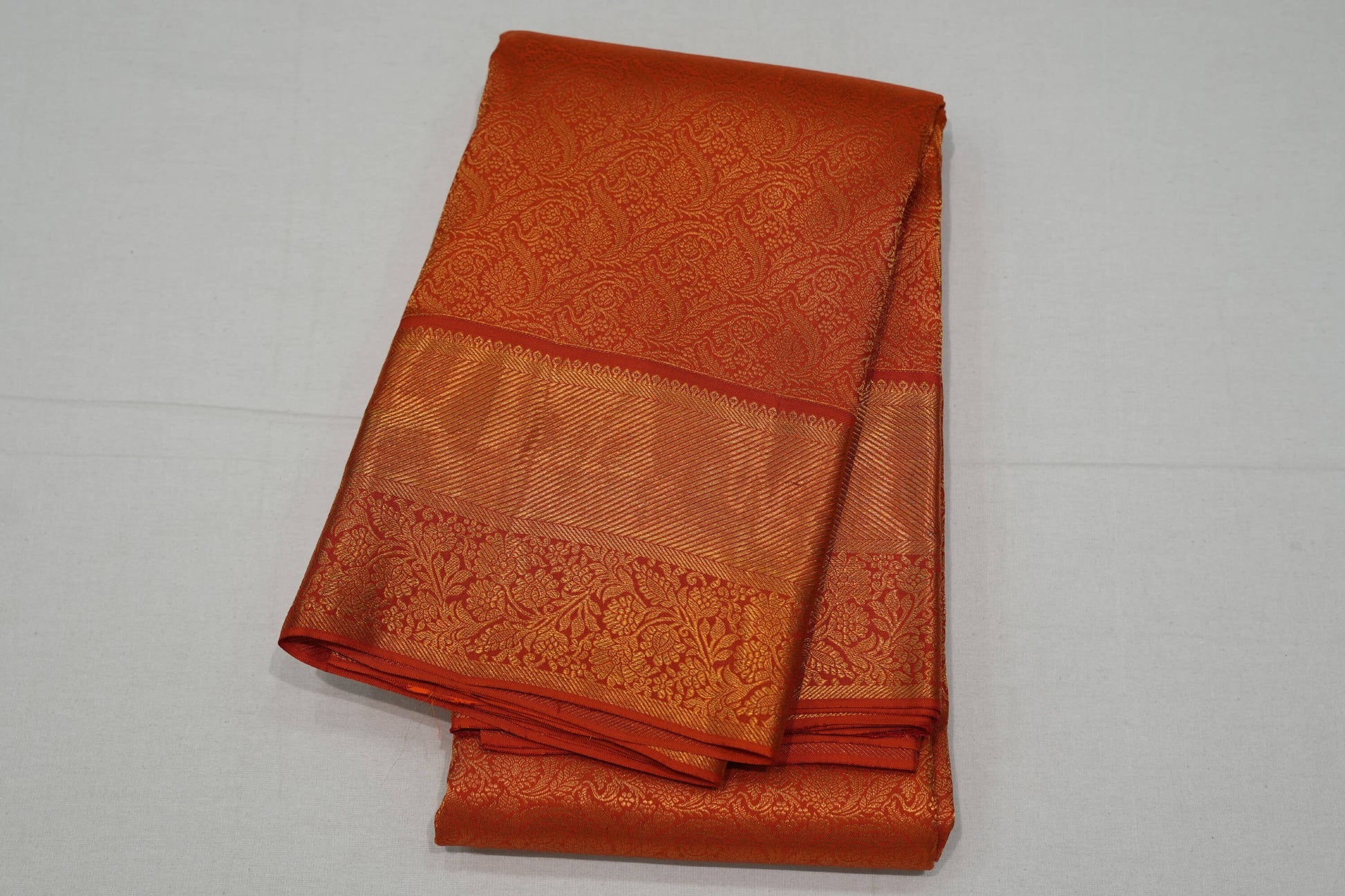 Orange bridal kanchipuram silk saree