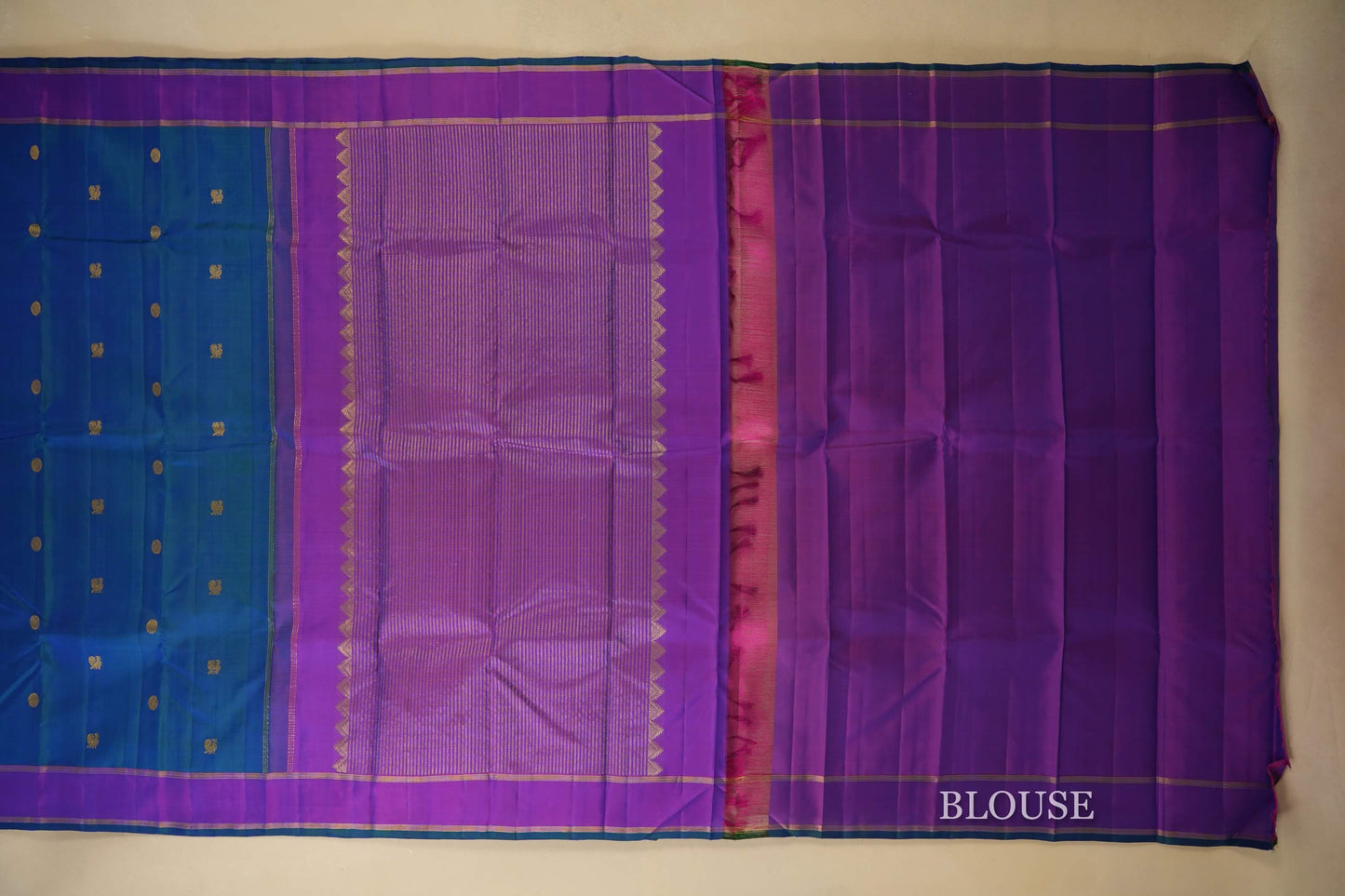 Peacock Green with magenta borders Vintage Kanjivaram Silk Saree PSSR018271