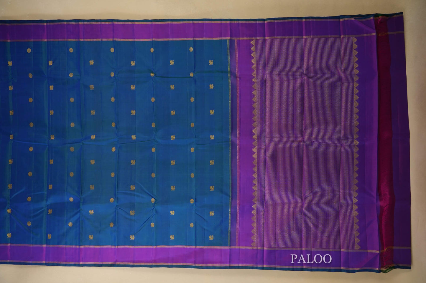 Peacock Green with magenta borders Vintage Kanjivaram Silk Saree PSSR018271