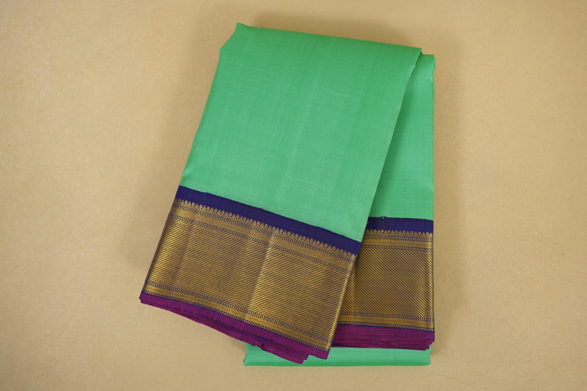 Rexona Green with blue borders Vintage Kanjivaram Silk Saree