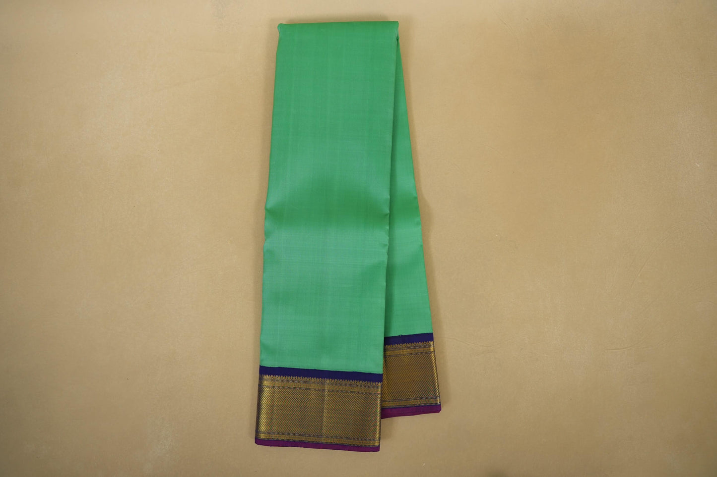 Rexona Green with blue borders Vintage Kanjivaram Silk Saree