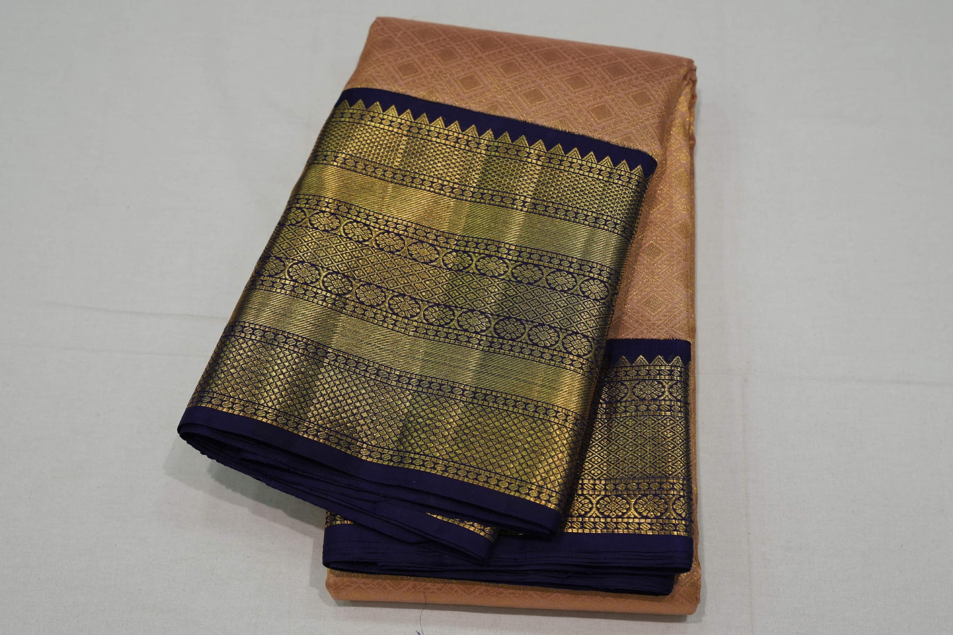 Dark beige kanchipuram silk saree