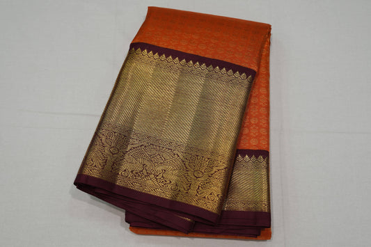 Fanta orange bridal kanchipuram silk saree