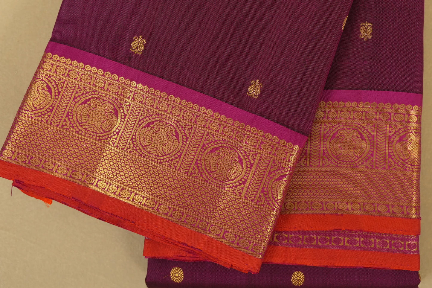 Maroon with pink borders Vintage Kanjivaram Silk Saree PSSR018274