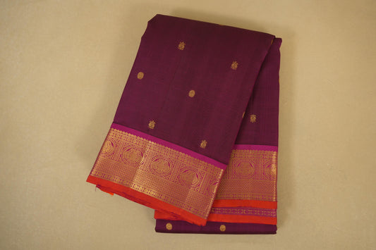 Maroon with pink borders Vintage Kanjivaram Silk Saree PSSR018274
