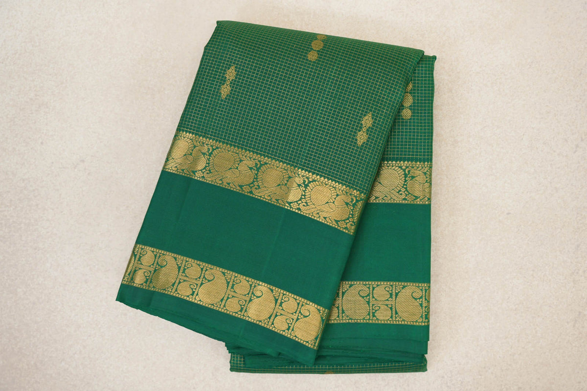 FOLDED Forest Green Vintage Kanjivaram Silk Saree