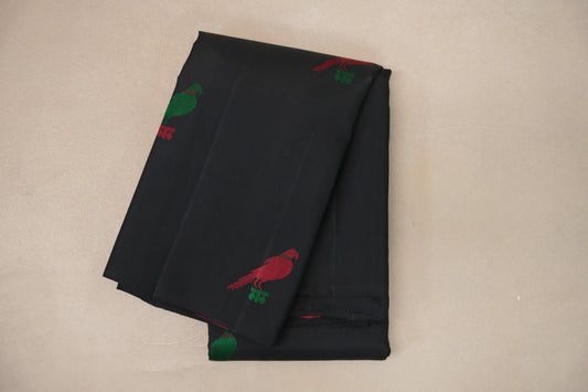Black Borderless Thread Woven Vintage Kanjivaram Silk Saree