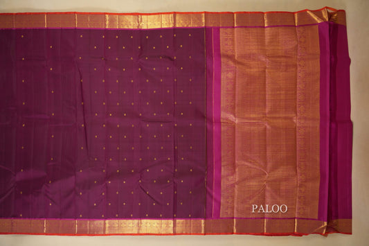 Maroon with pink borders Vintage Kanjivaram Silk Saree PSSR018274