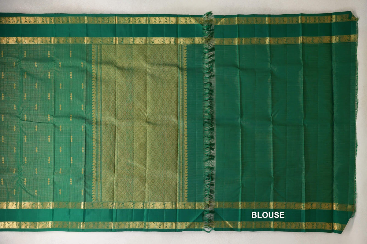 Forest Green Vintage Kanjivaram Silk Saree blouse