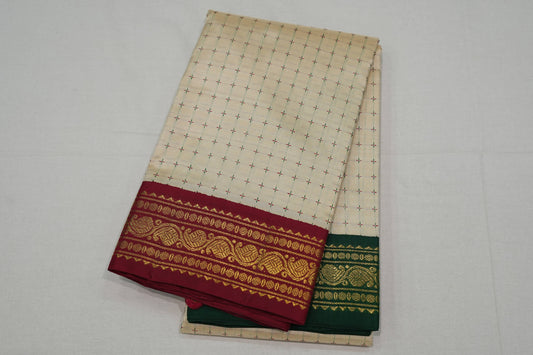 Off-white kanchipuram silk saree