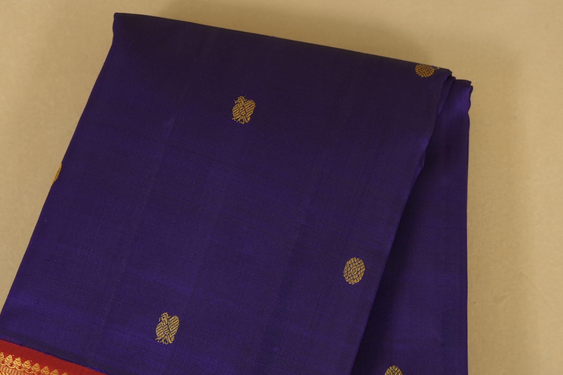 Ink Blue with maroon borders Vintage Kanjivaram Silk Saree body