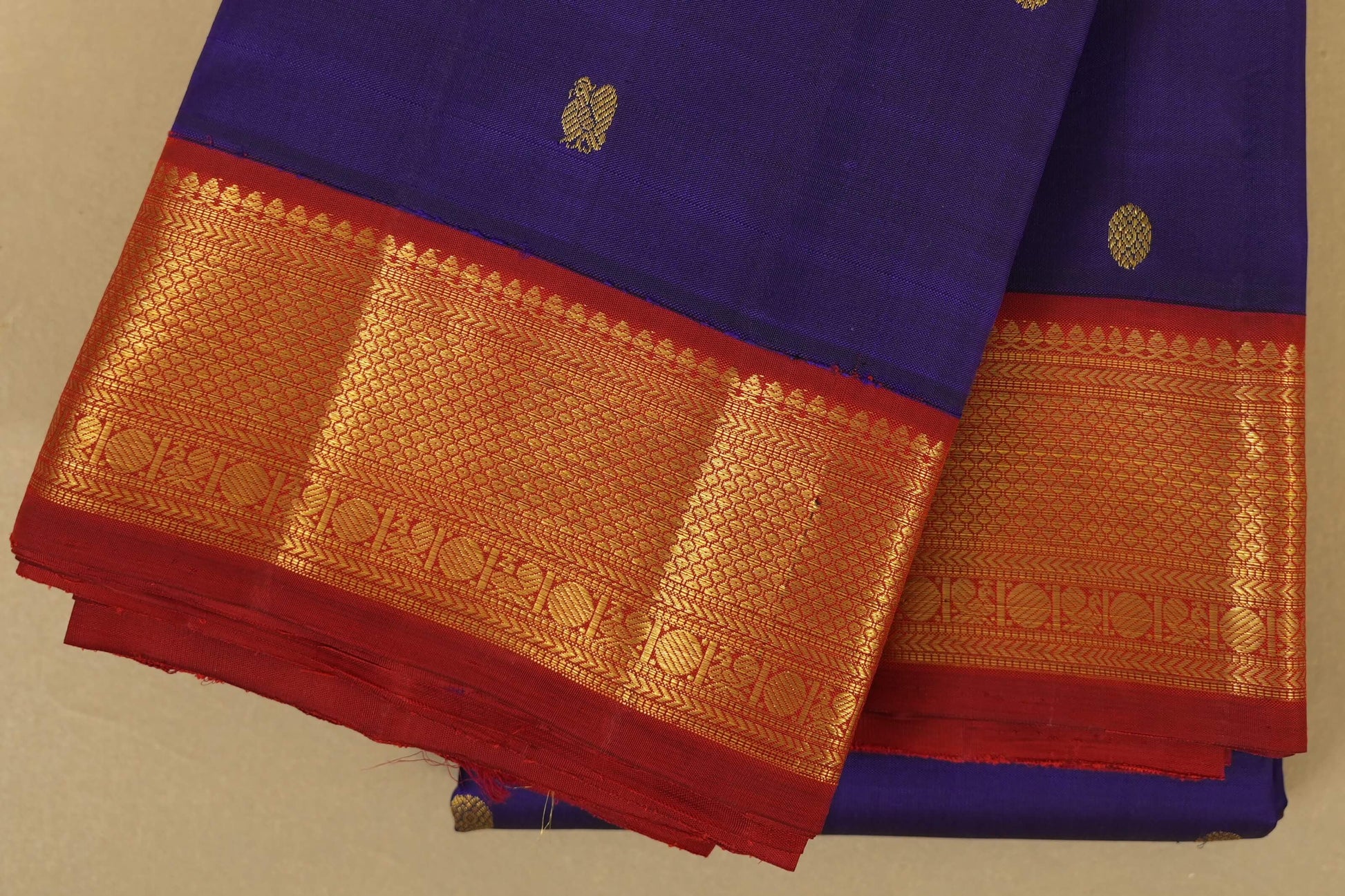 Ink Blue with maroon borders Vintage Kanjivaram Silk Saree border