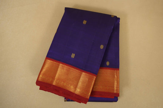 Ink Blue with maroon borders Vintage Kanjivaram Silk Saree