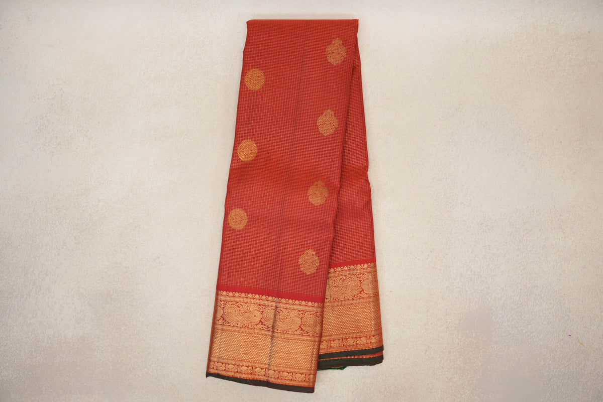 Bright Red Vintage Kanjivaram Silk Saree online