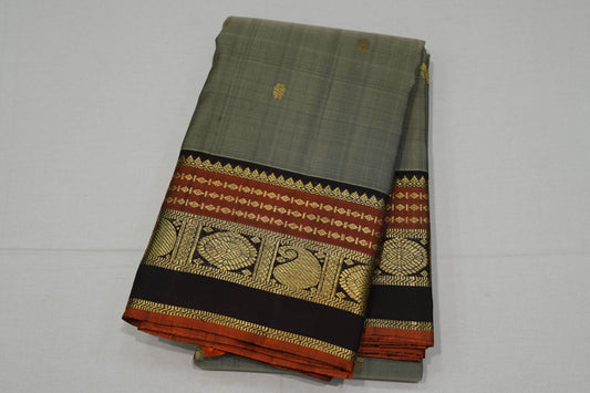 Grey kanchipuram silk saree