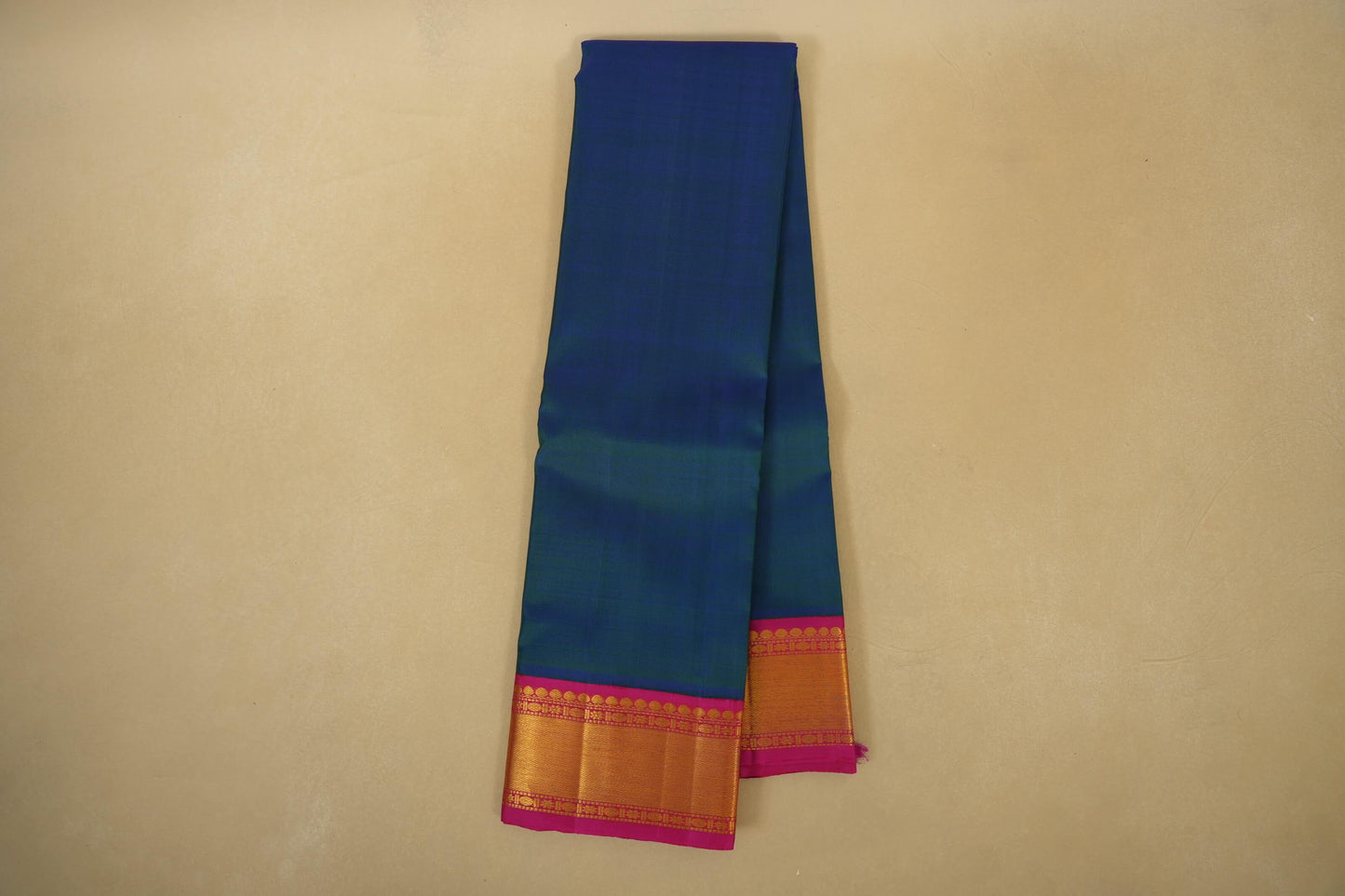 Peacock Green with pink borders Vintage Kanjivaram Silk Saree 