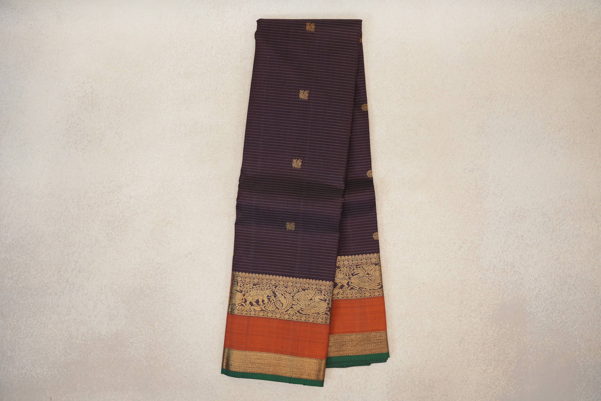 Deep Plum Brown Vintage Kanjivaram Silk Saree online