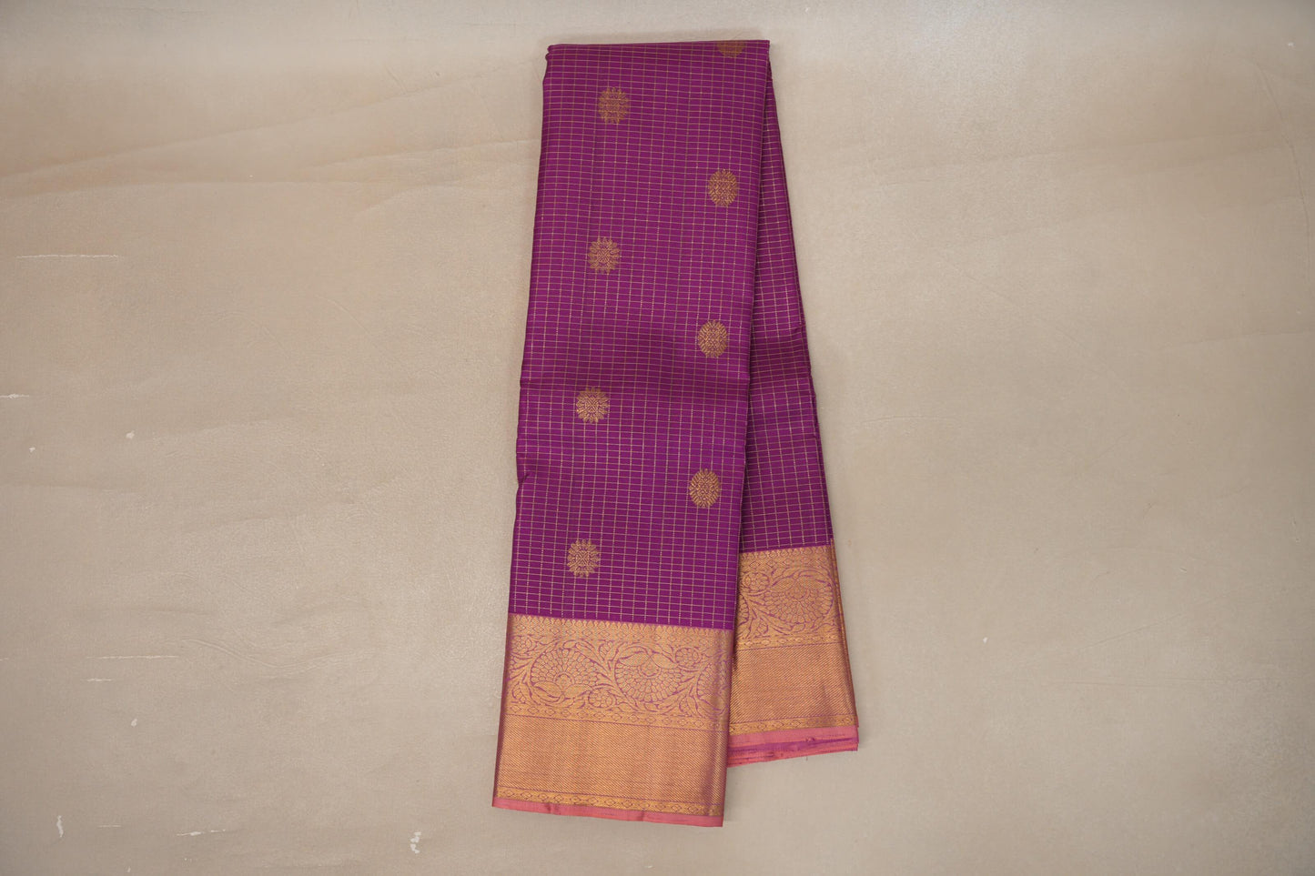 Online Magenta Purple with Pink Peach Vintage Kanjivaram Silk Saree