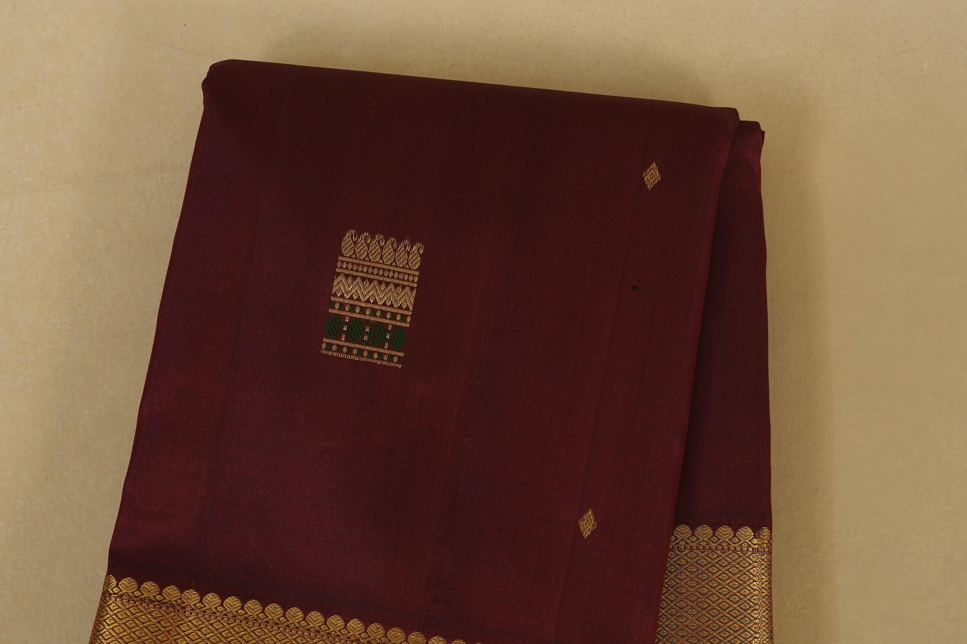 Burgundy Maroon Vintage Kanjivaram Silk Saree body