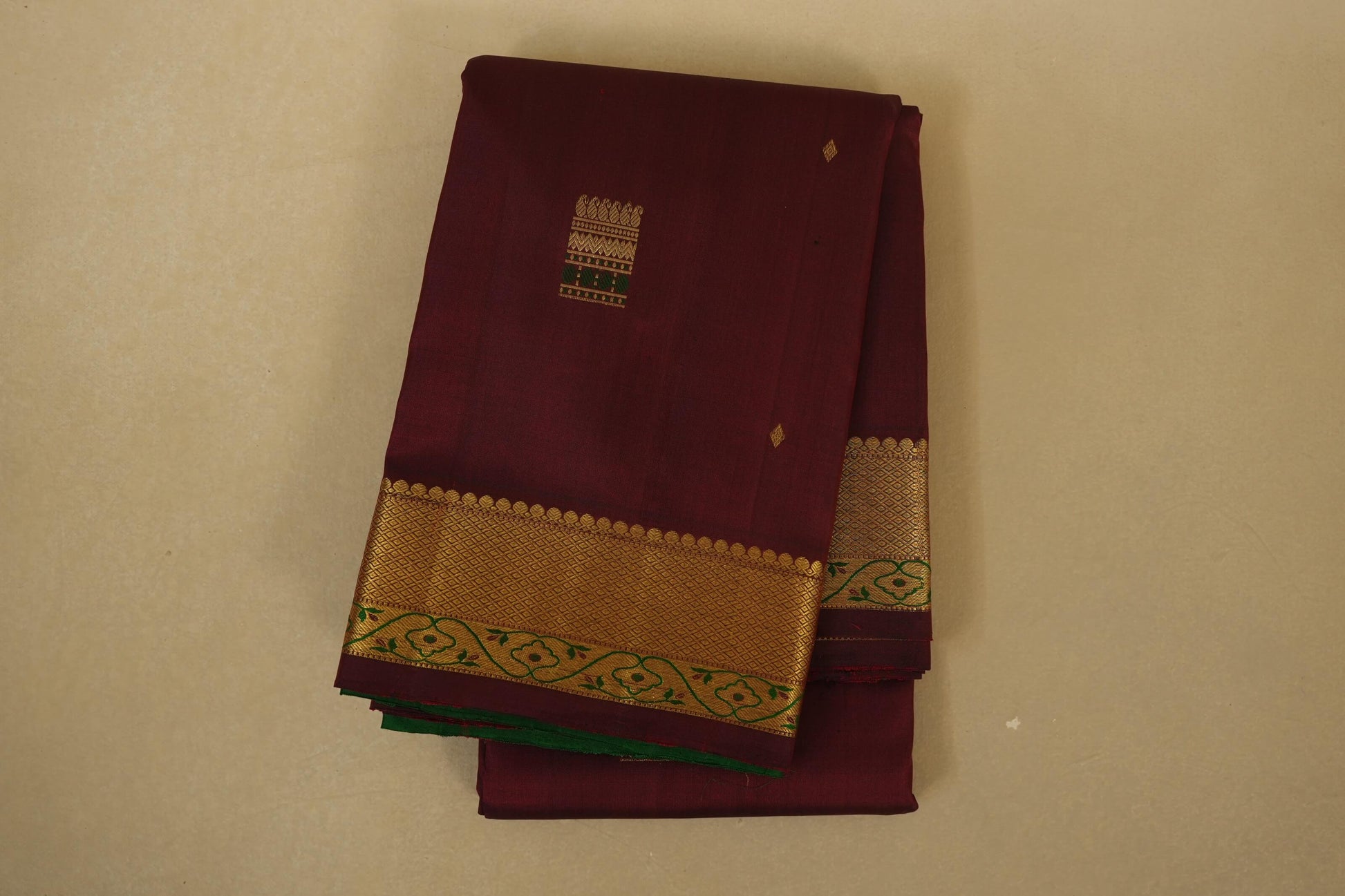 Burgundy Maroon Vintage Kanjivaram Silk Saree