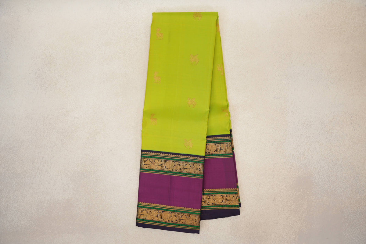 Parrot Green Vintage Kanjivaram Silk Sareeonline