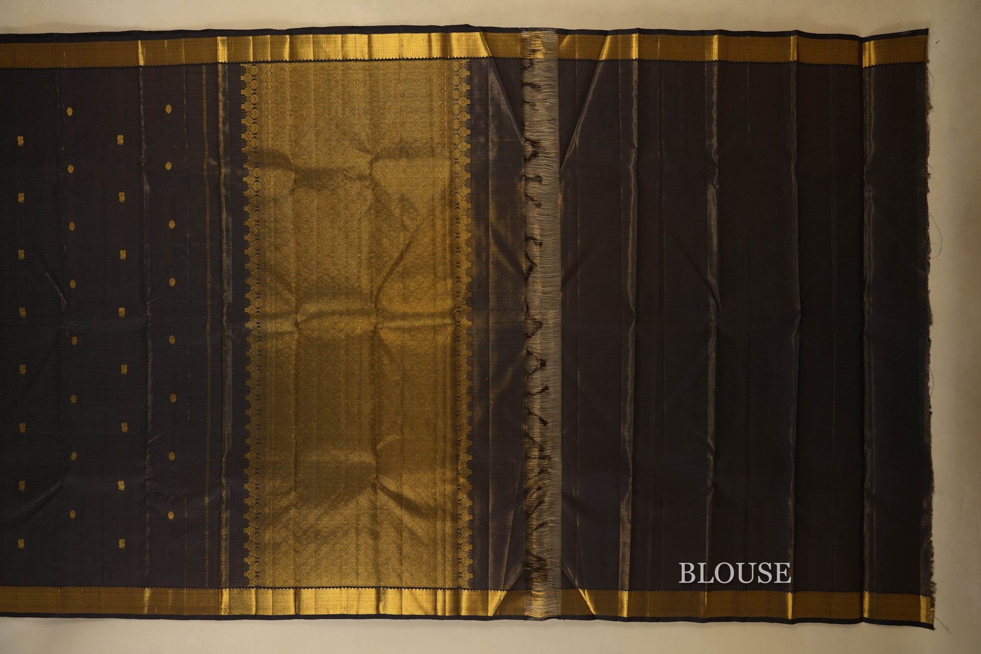 Deep Brown Vintage Kanjivaram Silk Saree blouse