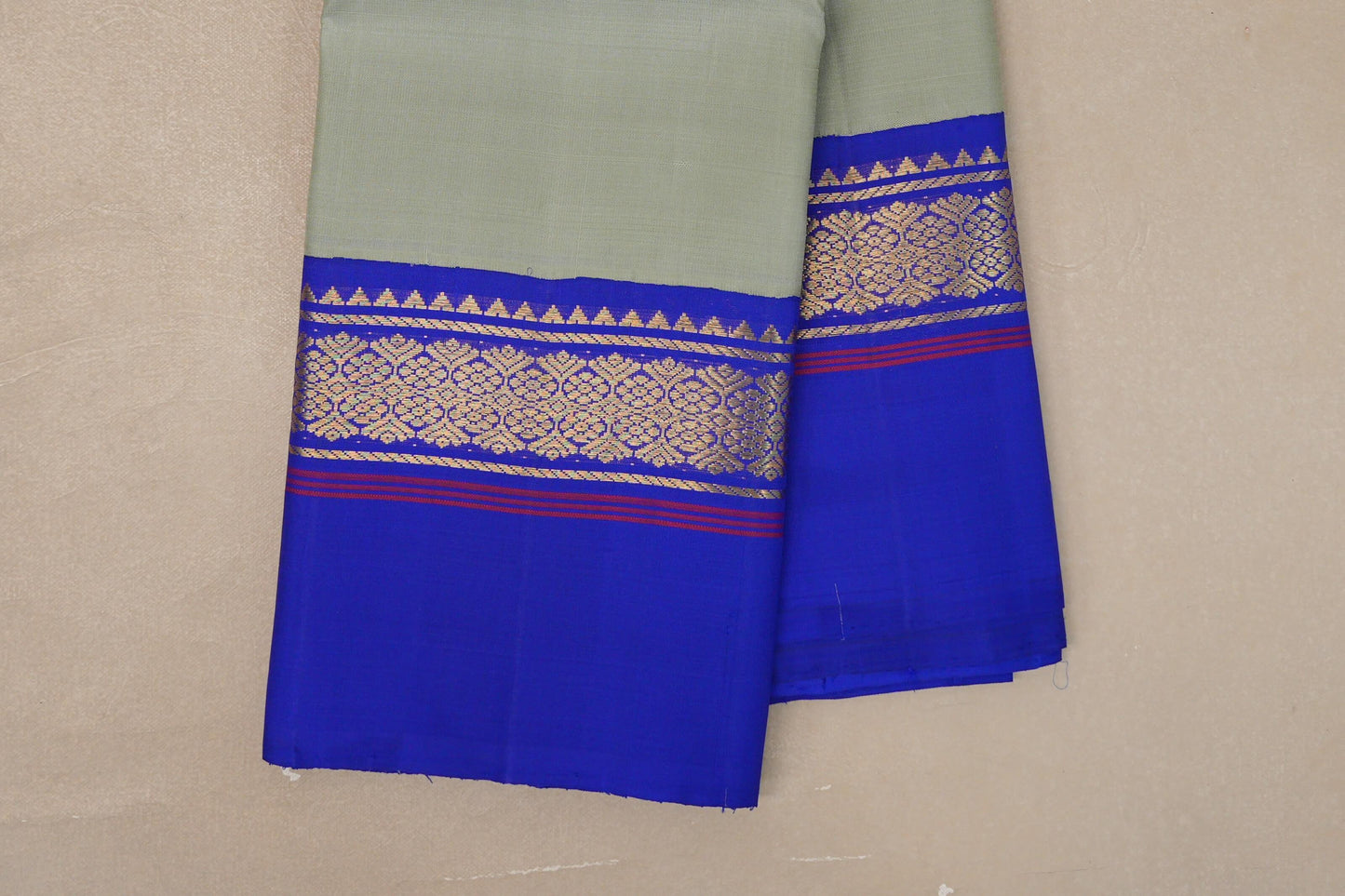 Sage Green Vintage Kanjivaram Silk Saree borders