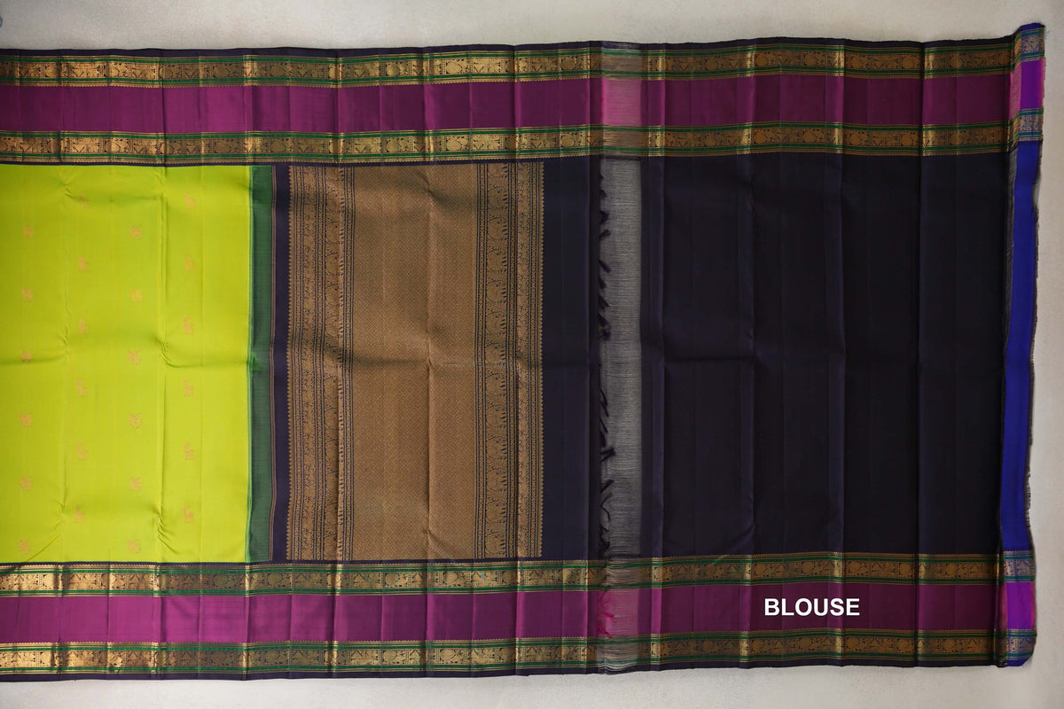 Parrot Green Vintage Kanjivaram Silk Sareeblouse
