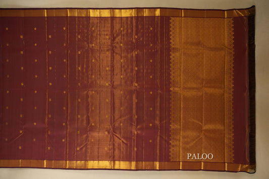 Burgundy Maroon Vintage Kanjivaram Silk Saree paloo