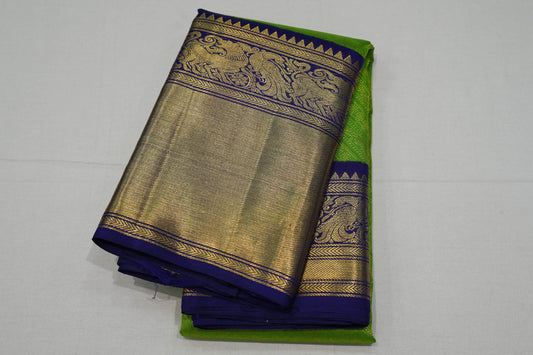 Parrot green kanchipuram silk saree