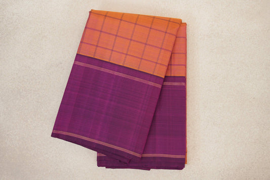 folded Dual Tone of Mustard Yellow and Pink Vintage Kanjivaram Silk Saree