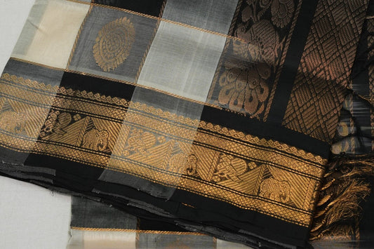 Checked silk cotton saree