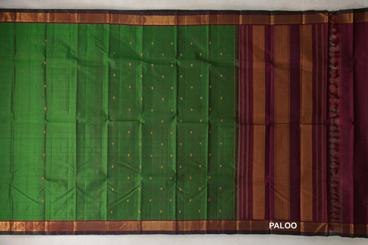 Leaf Green  Vintage Kanjivaram Silk Saree paloo