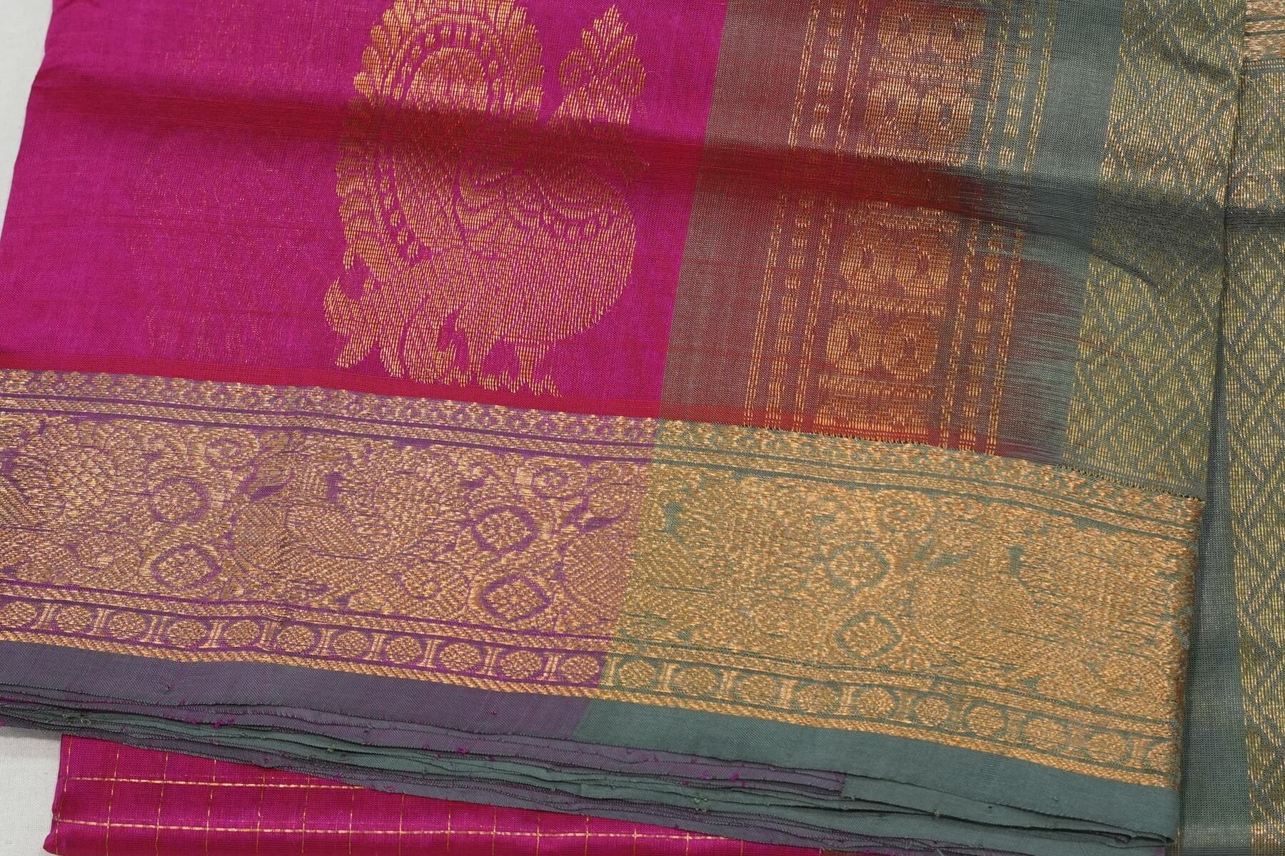 Checked silk cotton saree