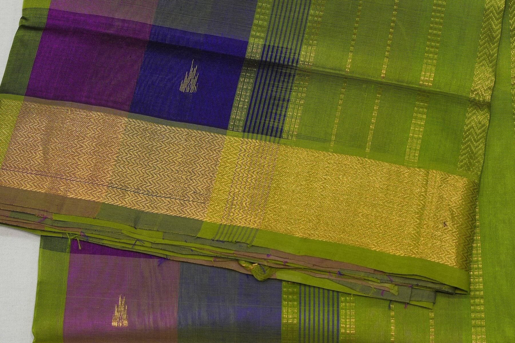 Checked silk cotton saree