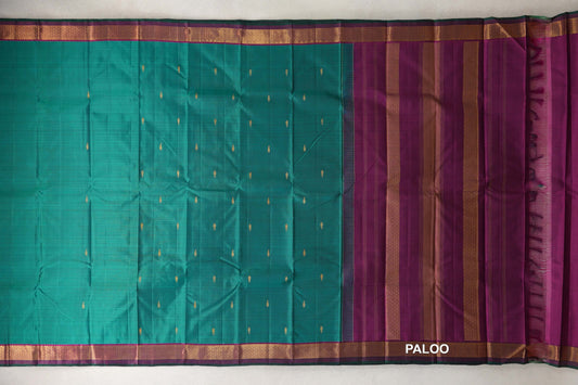 Peacock Green  Vintage Kanjivaram Silk Saree paloo