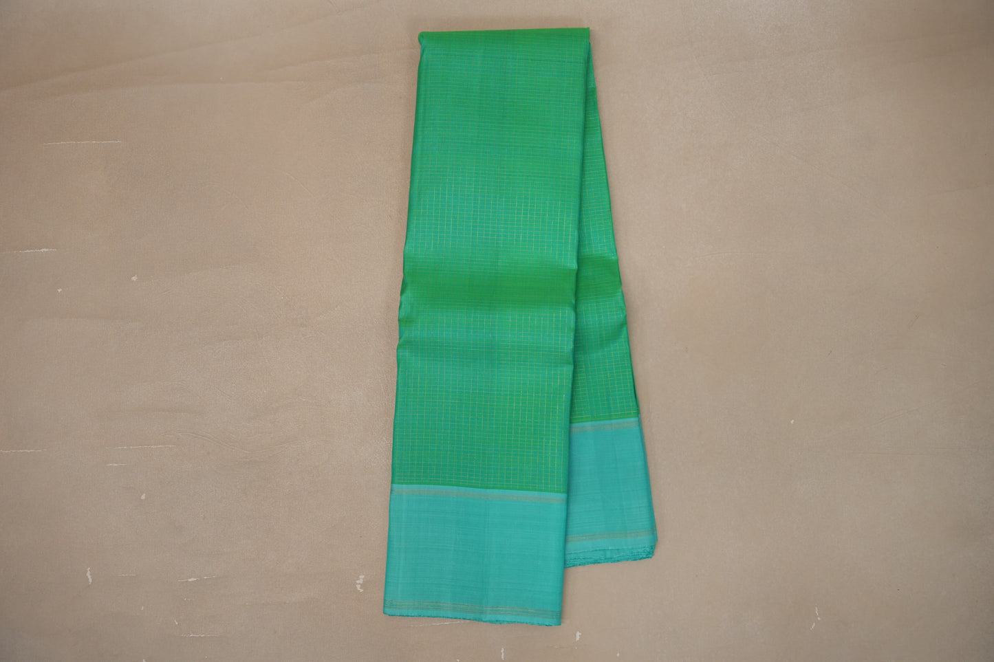 Online Bright Sea Green with Aqua Blue Borders Vintage Kanjivaram Silk Saree