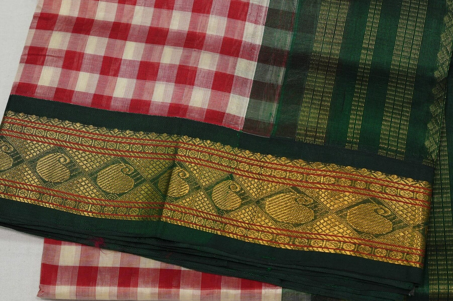 Checked silk cotton saree