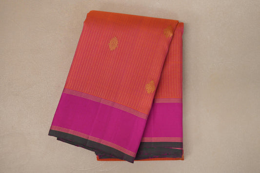 Dual Tone of Pink and Orange Vintage Kanjivaram Silk Saree