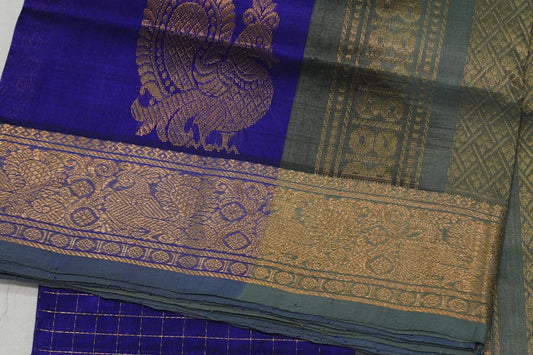 Checked silk cotton saree