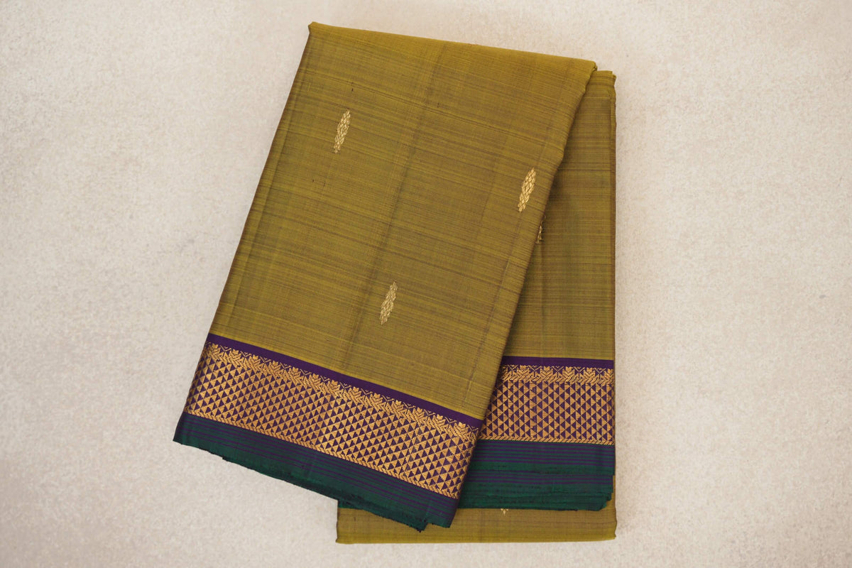 FOLDED Mehandi Green  Vintage Kanjivaram Silk Saree