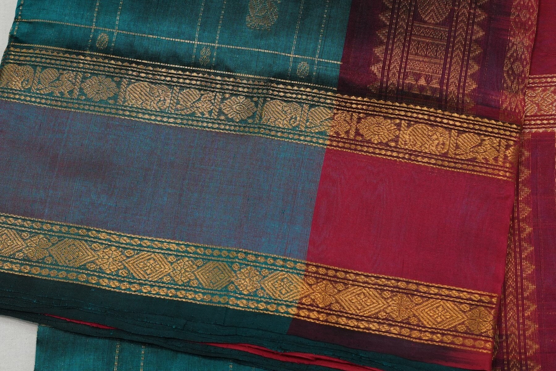 Checked silk cotton saree