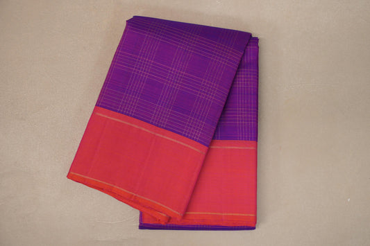 Dual Tone of Pink and Blue Vintage Kanjivaram Silk Saree