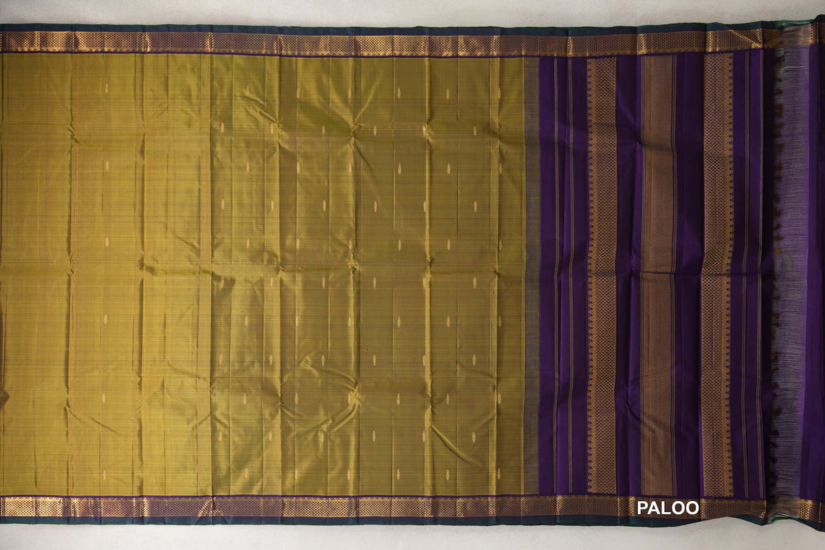 Mehandi Green  Vintage Kanjivaram Silk Saree paloo