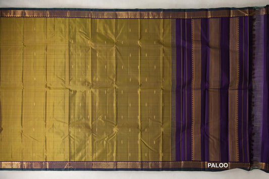 Mehandi Green  Vintage Kanjivaram Silk Saree paloo